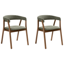Set of 2 Dining Chairs MYLO Fabric Dark Brown/ Green