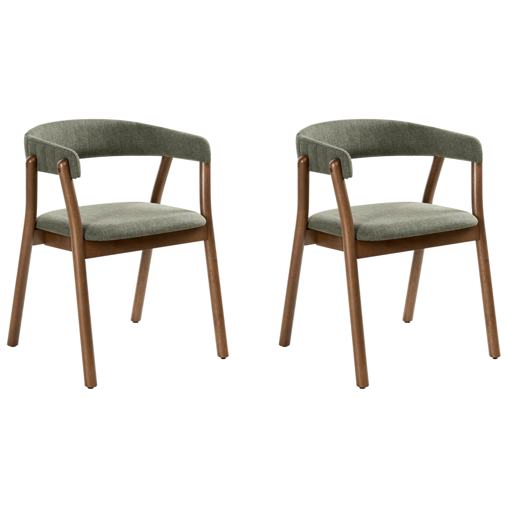 Photos - Chair Beliani Set of 2 Dining  MYLO Fabric Dark Brown/ Green Green,Brown 