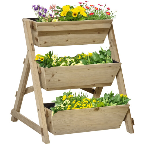 Outsunny Jardinera de Escalera Marrón 71 x 61 x 77 cm