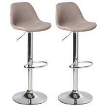 Set of 2 Bar Stools KAHLA Swivel Fabric Taupe