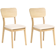 Set of 2 Dining Chairs MINIER Wood Light Brown/ Beige
