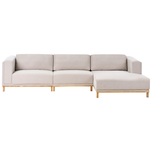 Beliani Corner Sofa 5 Seater VENG Fabric Light Beige Left Hand