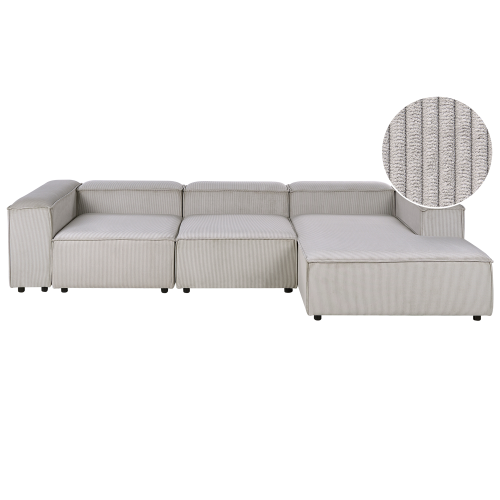Beliani Modular Corner Sofa 4 Seater ARDAL Corduroy Taupe Left Hand