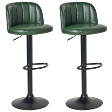 Set of 2 Bar Stools VLORE Swivel Faux Leather Dark Green