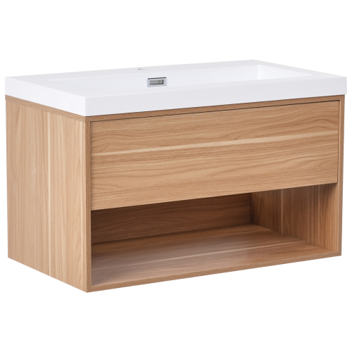Beliani Vanity Unit with Basin 80 cm Light Brown BERBICE