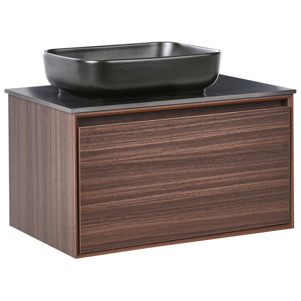 Photos - Washbasin cabinet Beliani Wall Mounted Vanity Unit with Basin ARICA Dark Brown 