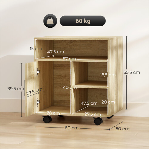 Homcom Soporte para Impresora Marrón 60 x 50 x 65.5cm 2