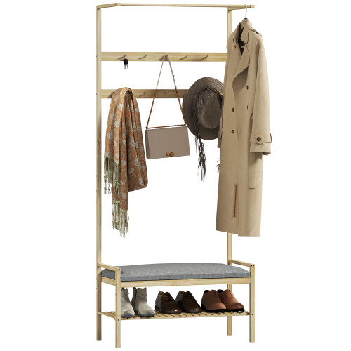 Homcom Perchero Zapatero Marrón 73.5 x 34 x 171 cm