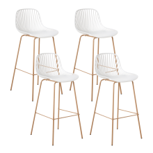 Set of 4 Bar Chairs KLEVE White
