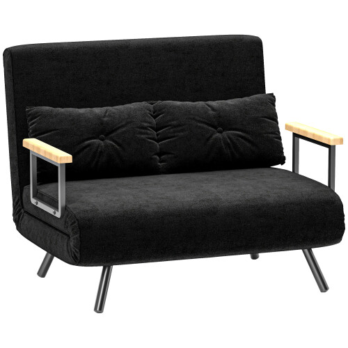 Homcom Sofá Cama Doble Negro 102 x 73 x 81 cm