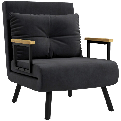 Homcom Sofá Cama Individual Negro 63 x 73 x 81 cm