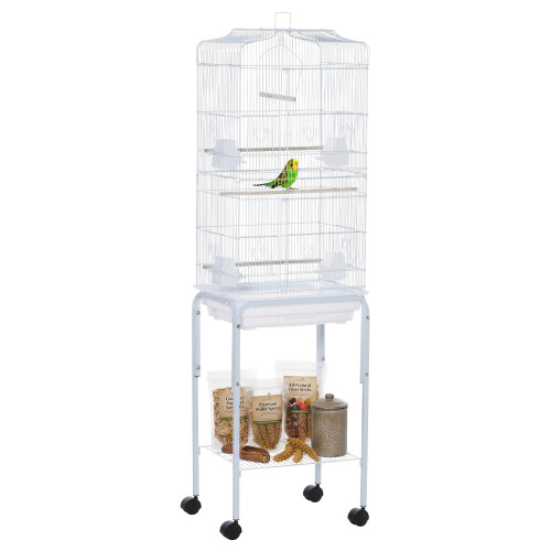 PawHut Jaula para Pájaro Blanco 46.5 x 36 x 157 cm
