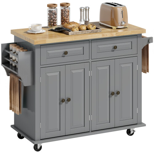Homcom Isla de Cocina Gris 111 x 44.5 x 82.5 cm