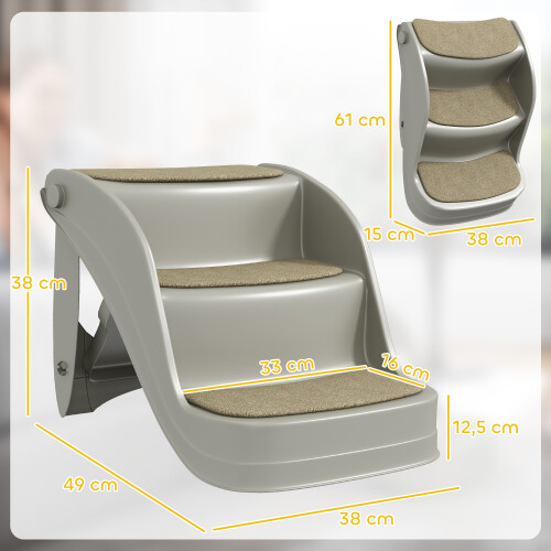 PawHut Escalera para Perro Gris 49 x 38 x 38 cm 2