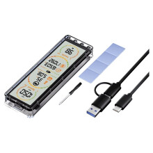 10Gbps M.2 SSD Enclosure with Built-in Display,USB 3.2 Gen2 Type-C External SSD Case,for NVMe & M/B & M Key