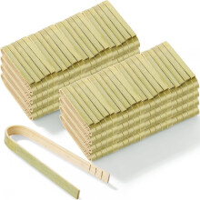 240 Pcs Bamboo Tongs 4 Inch Disposable Wooden Toaster Tongs Small Tongs Charcuterie Serving Cooking Utensils