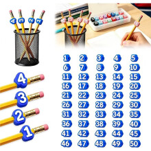 Numbered Pencil Toppers,50 PCS Reusable Classroom Labels and Identifiers, Cute 3D Pencil Charms for Teachers Student B