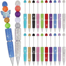 20 Pcs Rhinestone Beadable Pens Bulk Beadable Pens Set Full Rhinestone Beaded Glitter Diamonds Fancy Pen for DIY