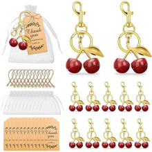 Keychains Bulk Charm Accessories for Women Purse Cherries Keyring Wedding Gift with Cards Bags