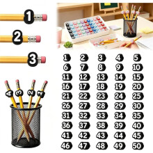 Numbered Pencil Toppers,50 PCS Reusable Classroom Labels and Identifiers, Cute 3D Pencil Charms for Teachers Student A