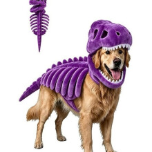 Honden Dinosaurus Kostuum met Pluche Capuchon, 3D Dinosaurusbot Halloween Huisdier Outfit met Capuchon voor Huisdier Cosplay Feest Verkleedpartij C