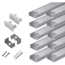 Rimless U Shape LED Aluminum Channel System with End Caps and Mounting Clips, Profile for LED Strip Light Installations