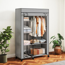 Armario de Tela Gris 103 x 43 x 162.5 cm