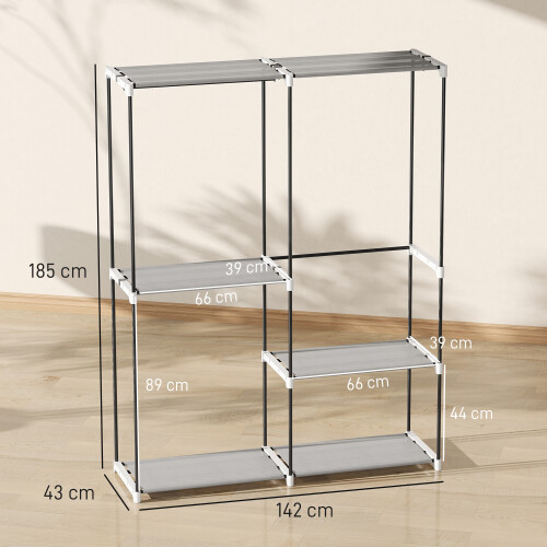Homcom Armario de Ropa Gris 142 x 43 x 185 cm