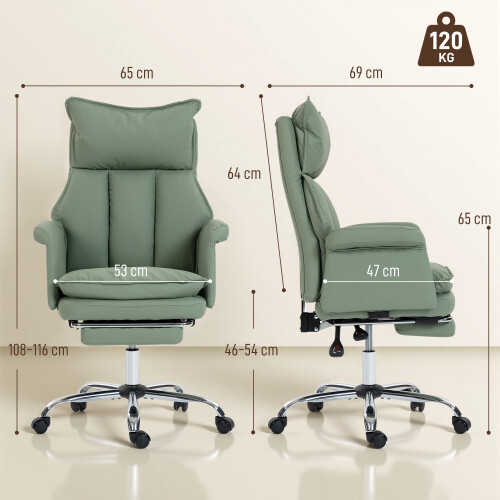 Homcom Silla de Oficina Verde 69 x 65 x 116 cm