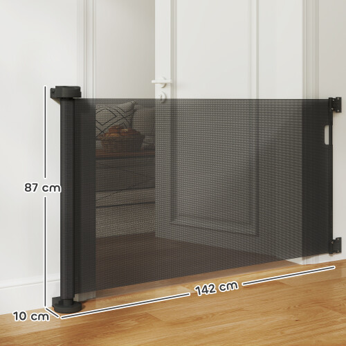 PawHut Barrera para Perro Negro 142 x 10 x 87 cm 2