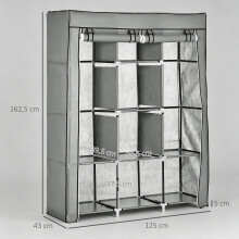 Armario de Tela Gris 125 x 43 x 162.5 cm