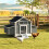 PawHut Gallinero de Madera Gris 150 x 100 x 96.5 cm 5