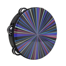 8 Inch Double Row Jingles Radiant Tambourine Hand Drum for Adults Wood Tambourine Dazzling for Party Church