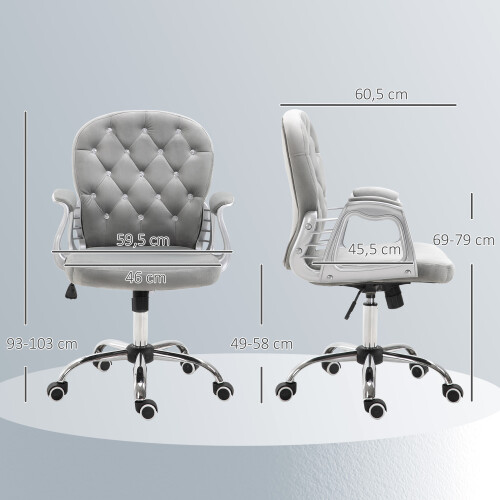 Vinsetto Silla de Escritorio Gris 59.5 x 60.5 x 105 cm 2