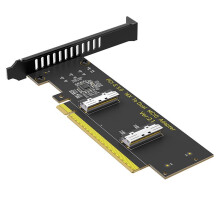 PCI-E 5.0 X16 to Dual MCIO 8i Adapter Card PCIe Gen5 16X to 2-Port MCIO SFF-1016 Converter Supports Bifurcation