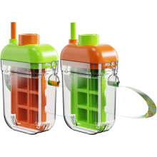 1set Ice Water Bottle Features A Rotating Ice Dispensing Function and Comes with A Straw, Perfect for Camp and Cycle.