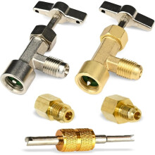 1 Kit D'Adaptateurs R134A, Raccords Auto-Obturants et à Perçage Unique pour Canette de Réfrigérant, et Outil pour Vanne