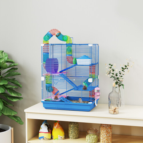 PawHut Jaula para Hámster Azul 46 x 30 x 58 cm