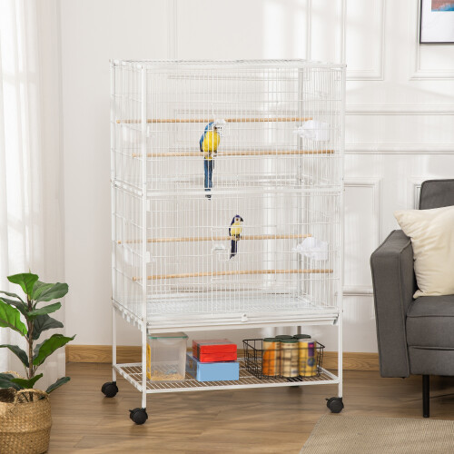 PawHut Jaula para Pájaro Blanco 78 x 52 x 132 cm