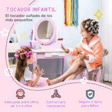 Tocador Infantil Rosa 65.5 x 46 x 93 cm