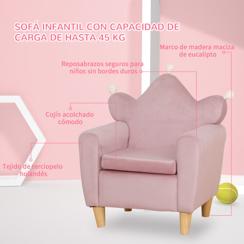 Homcom Sillón Infantil Rosa 50 x 42 x 58 cm