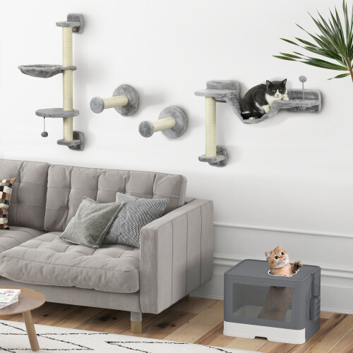 PawHut Conjunto para Mascota Gris 84.5 x 19 x 54 cm 1
