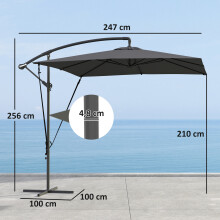 Parasol Excéntrico Gris 247 x 247 x 256 cm