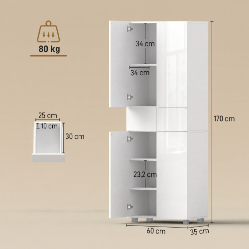 Homcom Alacena de Cocina Blanco 60 x 35 x 170 cm 2