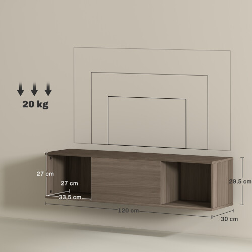 Homcom Armario de Pared Marrón 120 x 30 x 29.5 cm 2