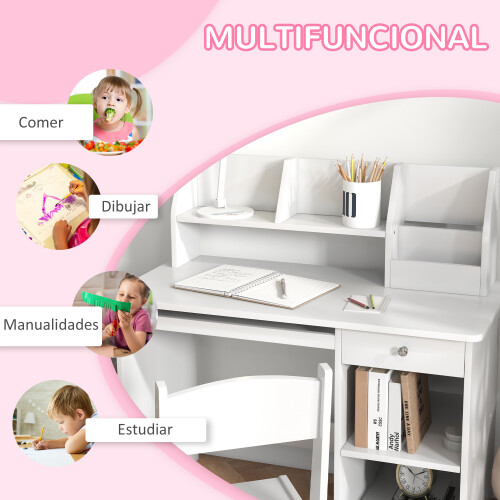 ZONEKIZ Escritorio Infantil Blanco 90 x 45 x 90 cm
