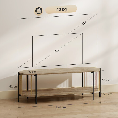 Homcom Mueble para TV Marrón 124 x 43.5 x 41 cm 2