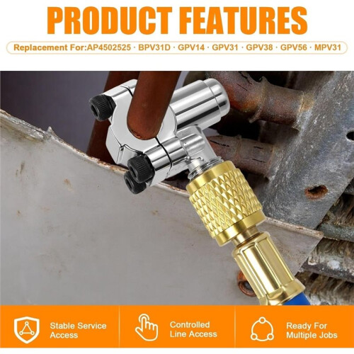 Pacote com 10 Válvulas Perfuradoras Tipo  BPV31, Compatíveis com Refrigeradores e Ar-Condicionado com Diâmetros Externos de 1/4", 5/16" e 3/8" 2