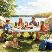 Outsunny 4ft Picnic Table Folding Heavy Duty, White