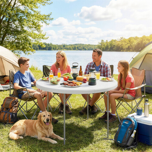 Outsunny Outsunny 4ft Picnic Table Folding Heavy Duty, White